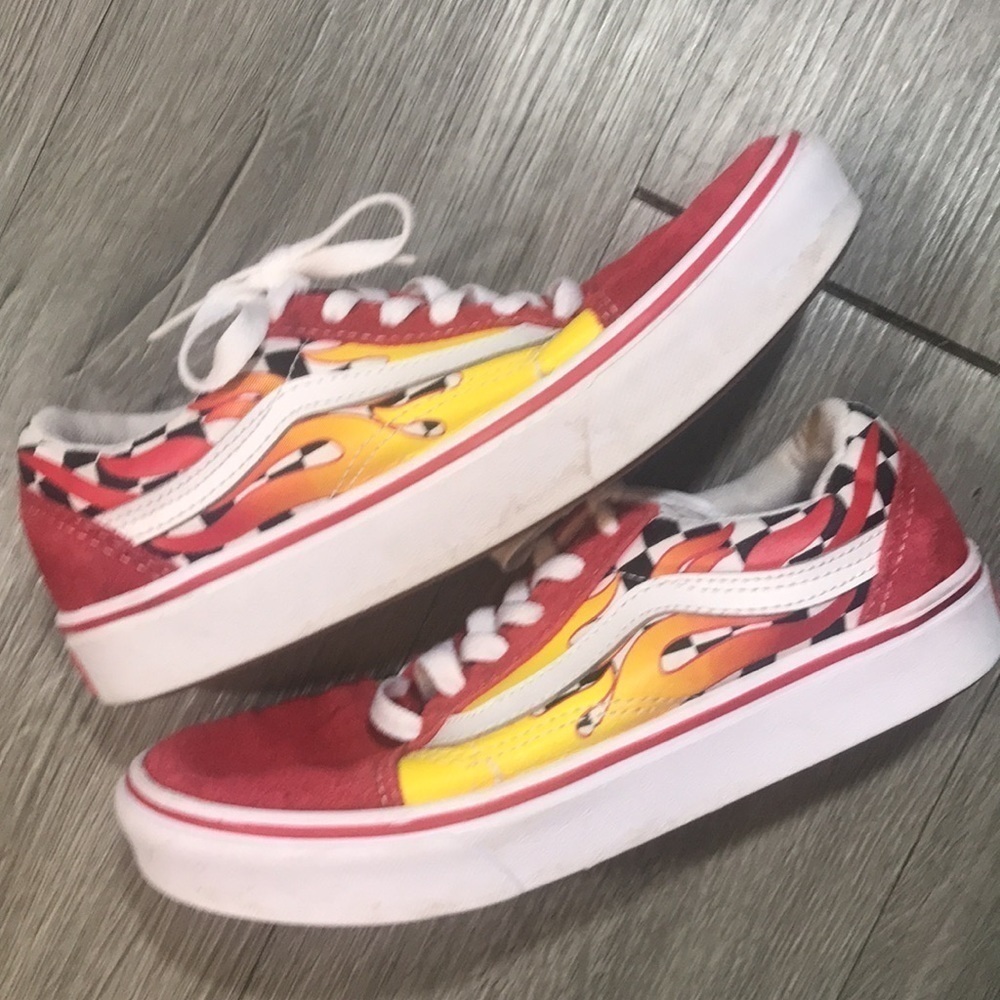 VANS‎ YOUTH FLAME COMFYCUSH OLD SKOOL SNEAKERS SIZE 3